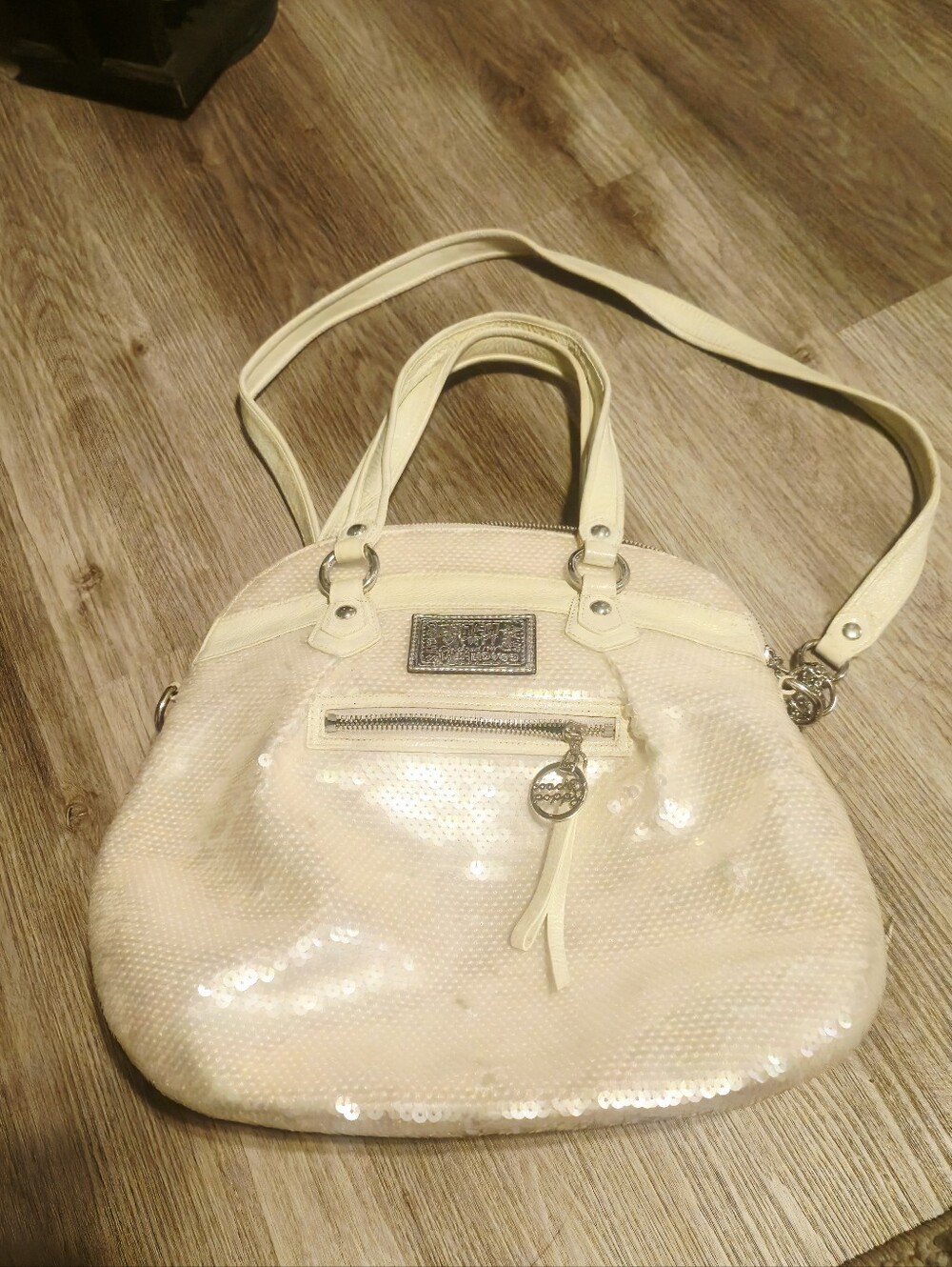 Vintage Coach Poppy Cream Sequin Dome Shoulder Bag Y2K Pristine Condition